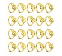 20 Pack Metal Gold Leaf Napkin Rings for Table Decoration with Construction and Leaf Pattern, Designed to Secure Napkins for Various Dining Occasions