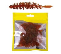 20-Pack Micro Maggot Baits 6cm1.1g Threaded Tail Lures Root Fishing Light Freshwater Biomimetic Baits(Brown)