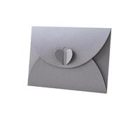 20 Pack Mini Gift Card Envelopes with Heart Clasp - 10.5 x 7cm (A7 Size) - Perfect for Love Letters, Wedding Invitations, Greeting Cards & Party Favours -Silver