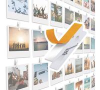 20 Pack Mini Self Adhesive Clips for Pictures - White Wood Clip Photo Holders for Wall, Poster Hanger, Photo Cards Hanging Display Board & Picture Boards, Artwork Photos Holders Card Room Decor