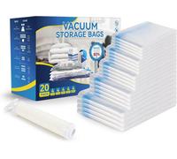 Greenfields Vacuum Storage Bags – Space-Saver Compression, Heavy-Duty Double-Zip, Hand Pump, 20 Mix