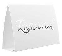 20 Pack Modern White Reserved Table Sign with Silver Letters - Reserved Signs For Wedding - Wedding Accessories - Tent Signs For Reserving Seats & Places - Place Cards for Party, Event