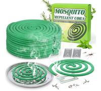 20 Pack Natural Mosquito Repellent Coils, Plant-Based Cintronella Long-Lasting Protection, DEET-Free Mosquito Repellent, Safe for Patio, Camping, Backyard, and Poolside Use, 1 Holder 2 Stands