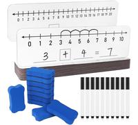 20 Pack Number Line Dry Erase Boards 4x12 Inch White Boards Lapboards with Lines Double Sided Numbers 0 Thru 10 and 20 Math with Black Markers Erasers for Students Teacher Supplies Classroom