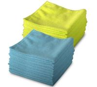 20 Pack of 10 Blue & 10 Yellow Microfibre Exel Magic Cleaning Cloths. Chemical Free Cleaning. Anti Bacterial Microfiber Cloths for Amazing Smear Free Wiping.