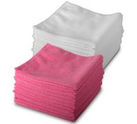 20 Pack of 10 White & 10 Red Microfibre Exel Magic Cleaning Cloths. Chemical Free Cleaning. Anti Bacterial Microfiber Cloths for Amazing Smear Free Wiping