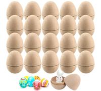 20 Pack Paper Mache Eggs for Crafts, Brown Empty Easter Egg DIY Decorating, Fillable Holiday Ornaments and Kids Art Projects.