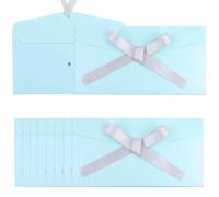 20 Pack Pearlescent Sky Blue Decorative Envelopes with Ribbon Bow, 8x4 Inch Christmas Cash Gift Envelope, Greeting Invitation Envelope Classical Pure Set for Wedding Birthday Festival and Party