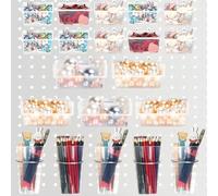 20 Pack Pegboard Cups Pegboard Bins Set, Pegboard Wall Organizer with Hooks and Loops, Peg Hooks Assortment Organizer Accessory for Garage Craft Workshop Office Storage (Clear)