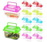 20 Pack Plastic Fish Tank with Handle, Small Reptile Terrariums Carrier Cage, Tarantula Enclosure Snake Breeding Case, Mini Fish Box for Pets (5.9" x 3.5" x 4.3")