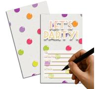 20 Pack Polka Dot Party Invitations - 15 x 9 cm Cute Fill-In Cards for Birthdays, Baby Showers, Weddings & Celebrations - Colourful and Fun Party Invitations for Kids and Adults