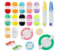 20 Pack Pom Pom Making Tool Set, Sweater Ball Knitting Craft Kit, 6 Different Sizes Pompom Maker, 12 Colours Yarn with Sewing Scissors, DIY Fluff Balls Knitting Craft Making Kit for Kids and Adult