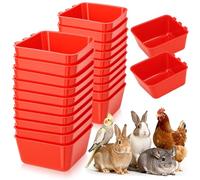 20 Pack Poultry Feeding Dishes, Chicken Water Bowls and Small Animal Drink Containers, Red 12.5 x 9.5 x 6 cm for Farm, Coop, Chicks and Ducks