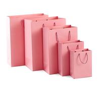 20-Pack Premium Pink Paper Tote Bags with Cotton Rope Handle Heavy Duty Jewelry, Apparel, Cosmetics, Souvenir(48 * 14 * 35cm)