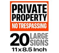 20-Pack "Private Property No Trespassing" Signs: Large 11x8.5 Inch Bright Orange Warning Posters Book: High-Visibility Security Signage Pack for Home, ... & Farm | High-Quality Print Paper Posters