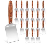 20 Pack Professional Metal Spatula for Cast Iron Skillets and Flat Top Grills, Full Tang Wooden Handle,Stainless Steel Blade, Smash Burger Spatula Turner for Flipper, Cooking, BBQ, 20 x 6.5cm