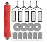 (20 Pack) Q Revo S Replacement Parts Accessories Kit for Roborock Qrevo S, Qrevo Pro, Qrevo MaxV, QRevo Plus Robot Vacuum, 1 Roller Brush, 4 Black Side Brushes, 6 Dust Bags, 5 HEPA Filters, 4 Mop Pads