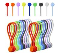 20 Pack Reusable Silicone Magnetic Cable Ties Twist Ties for Home/Office Cord Wrap, Cable Organizer, Magnetic Cord Holder, Cable Organizer Fridge Magnets - Perfect Smart Home Gadgets! 10 Colors