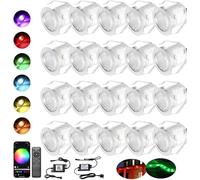 20 Pack RGB WiFi LED Decking Lights, IP67 Waterproof Ø30mm Plinth Lights