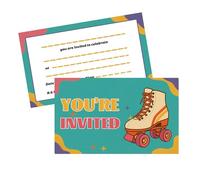 20 Pack Roller Skate Party Invites - Unique Design and Vibrant Colors - 300gsm Thick Cardstock - 20 Ready-to-Use Invitation Cards for Group Events
