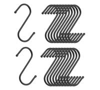 20 Pack S Hook, Hanging Hooks Hangers,Black Small Metal Hangers for Kitchen Bathroom Bedroom Closet, No Screws or Adhesive Required, Multipurpose S Hooks for Utensils Towels Tools Bags