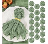 20 Pack Sage Green Cheesecloth Napkins 20"x20" Boho Washable Cloth Napkins Set of 20 Wrinkled Cheese Cloth Napkins Gauze Dinner Table Napkin for Wedding Party Baby Shower Birthday Decor