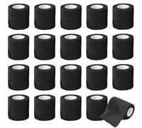 20 Pack Self Adhesive Cohesive Bandage, 4.5m x 5cm Elastic Football Sock Tape & Vet Wrap, Strong Grip Tape for Sports, First Aid, Medical Support, Black Sports Tape for Ankles, Wrists, Shin Pads