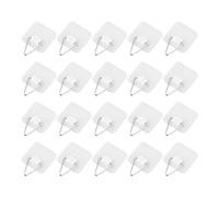 20 Pack Self Adhesive Hooks White No Drill Wall Hooks for Kitchen Bathroom | 2.5x2.5cm size; galvanised metal hook + ABS base, rustproof heavy duty, sticks to tile, glass, wood & smooth walls.