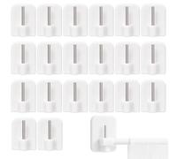 20 Pack Self-Adhesive Hooks - White Window Hooks for Net Curtain Rods, Square Corner Adhesive Hook for Hanging Curtains, No Tools Needed (2.4x1.7x1.2cm)