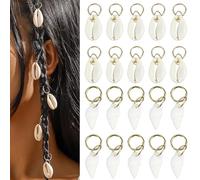 20 Pack Shell Headpiece Hair Clips for Women, Seashell Pendant Hair Slide for Stylish Ponytail, Braid Rings, DIY Jewelry Accessories, Prom, Party Hair Decoration
