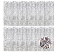 20 Pack Silver Foil Fringe Curtain Backdrop, 3.2ft x 8.2ft Metallic Tinsel Curtains Party Backdrop, Hanging Streamers for Birthday Party Decoration Wedding Holiday Christmas Decoration (Silver)