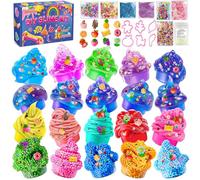 20 Pack Slime Kit for Girls & Boys - Premade Slime for Kids, Ultimate DIY Party Crafts Set with 4 Types Slime of Clear, Butter, Galaxy, Foam, Add-Ins, Party Favors & Gift Toys for Ages 3-12