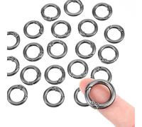 20 Pack Small Key Ring Hoop 12mm Round Spring O Key Chain Ring Hook Metal Carabiner Clip Keyrings for Jewelry Making and Keychain Home Car Dog Tag Rings DIY Crafts(Black)