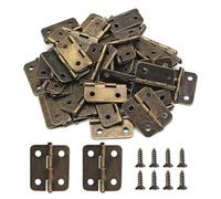 20 Pack Small Mini Hinges for Wooden Jewelry Box, Antique Bronze Folding Butt Hinges, Brass Cabinet Door Hinges for Craft, DIY, Furniture Repair, 2 Hole Mounting Hardware (20mm x 15mm)