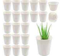 20 Pack Small Self Watering Plant Pots, 7.5 cm Plastic Windowsill Planter Indoor, Garden Flower Pots Bulk with Visual Water Level Window, Modern Decorative Planters for Plants Flowers Herbs (White)