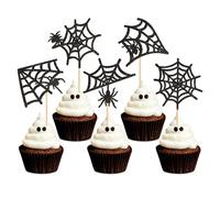 20 Pack Spider Web Cupcake Toppers - 5 Designs (4 Each), Halloween & Spider - Themed Party Supplies