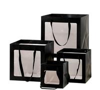 20-Pack Square Window Box Bags Clear PVC Display Cube with Handle, Multi-Size Cake, Flower Pot Sleeve, Doll Packaging(Nero)