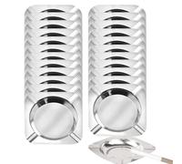 20-pack Stainless Ashtrays,Ash Trays for Smokers,Ashtray for Patio,Disposable Ashtrays for Party,Cigar Ashtray for Men(Square,Silver,4.5"x4.5"x0.6")
