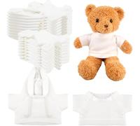 20 Pack Stuffed Animal Toy White Clothing Sublimation Blank Bear Clothes Include 10 Pcs Teddy Bear White Hoodie and 10 Pcs Teddy Bear Blank Shirt for 14-18 Inch Stuffed Bears Dolls DIY