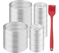 20 Pack Tart Rings, 2 Size Nonstick Round Tart Ring, Metal Pastry Mold, Baking Dessert Ring, Mousse Cake Ring for Baking Cooking Pastries (8 cm, 5 cm)