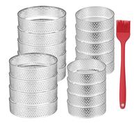 20 Pack Tart Rings 3.15 + 2 Inch Perforated Tart Rings Stainless Steel, Nonstick Round Tart Ring Mousse Cake Ring Metal Round Cake Ring for Baking Small Fruit Tartet Crust