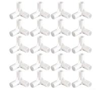 20 Pack Tent Pole Tee Connectors 3 Way Plastic Joints 16mm ID for Camping Canopy Repairs Garden Plant Supports DIY Wardrobe Frames White(19mm)