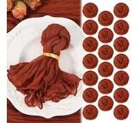 20 Pack Terracotta Cheesecloth Napkins 50x50CM Boho Washable Cloth Napkins Set of 20 Wrinkled Cheese Cloth Napkins Gauze Dinner Table Napkin for Wedding Party Baby Shower Birthday Decor