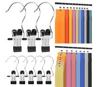 20 Pack Trouser Hangers w/Rubber Coated, Portable Hanger Clips for Travel, Leggings Organizer for Closet Space Saving, Holds Hats Boots Skirts Shorts Jeans (Black)