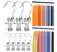 20 Pack Trouser Hangers w/Rubber Coated, Portable Hanger Clips for Travel, Leggings Organizer for Closet Space Saving, Holds Hats Boots Skirts Shorts Jeans (Grey)