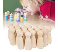 20 Pack Unfinished Wooden Peg Dolls, Wooden Female Male Plain Blank Body Wood Dolls, Halloween Decoration Wooden Stake Doll, Unfinished Wooden People for DIY Painting Nature Craft Wedding Party