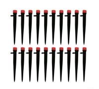 20-pack Variable Drip Irrigation Emitter Stake for 4-7 Mm Hose 0-90 L/h Flow Control 360° Rotatable Sprayer Pp Texture Low-pressure Garden Watering for Flower Beds Vegetable Gardens Greenhouses(RED)