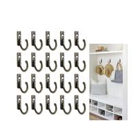 20 Pack Vintage Wall Mounted Coat Hooks - Heavy Duty Double Hooks, Antique Black Cast Iron, Decorative Spoon Hook Hat Rack for Entryway, Mudroom & Home Décor