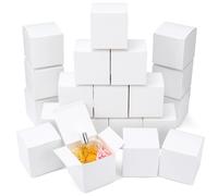 20 Pack White Gift Box, 10×10×10cm Small Cardboard Gift Box, Kraft Present Boxes with Lids, Wedding Favour Boxes Easy Assemble Square White Boxes for Birthday Party, Wedding, Christmas, Holidays