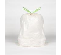 20 Pack White Kitchen Drawstring Bin Liner - 20L - 25 Microns - Heavy Duty, Extra Strong, Brabantia Compatible, Eco-Friendly, Tear Resistant, Clear Recycling Bags